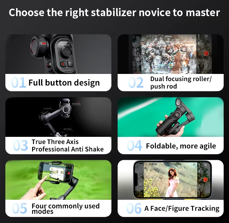 Cinematix Storeâ„¢ 3 Axis Phone Gimbal Stabilizer For iPhone Android With Face Tracking